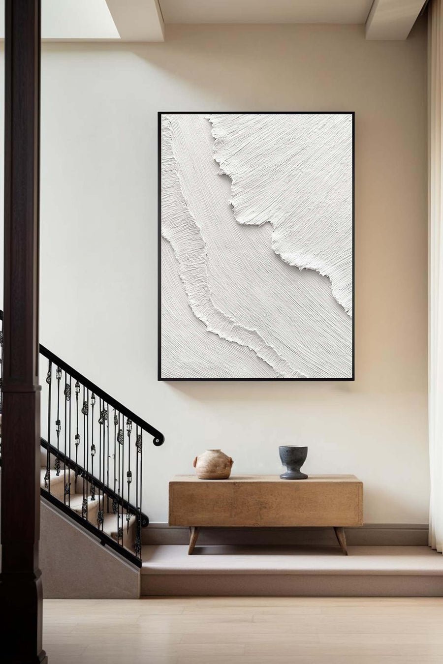 White Abstract Painting #LL 014 hand-painted oil painting