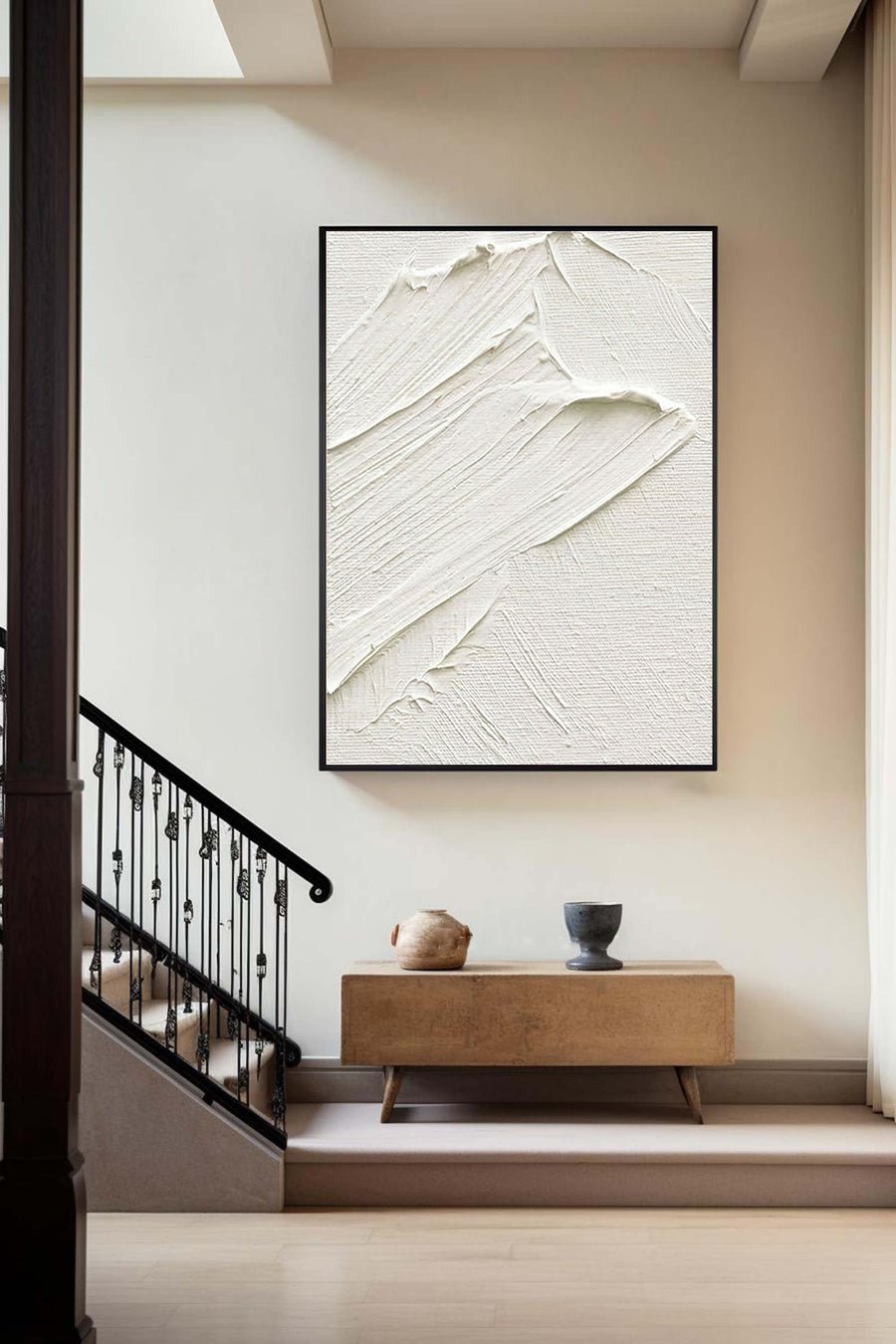 White Abstract Painting #LL 015 hand-painted oil painting