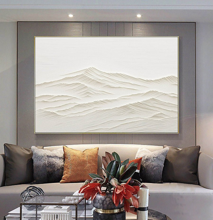White Minimalist Abstract Painting #CXA 006 hand-painted oil painting
