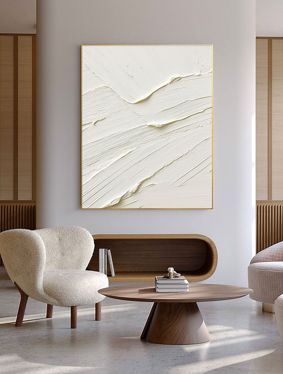 White Minimalist Abstract Painting #CXA 010 hand-painted oil painting