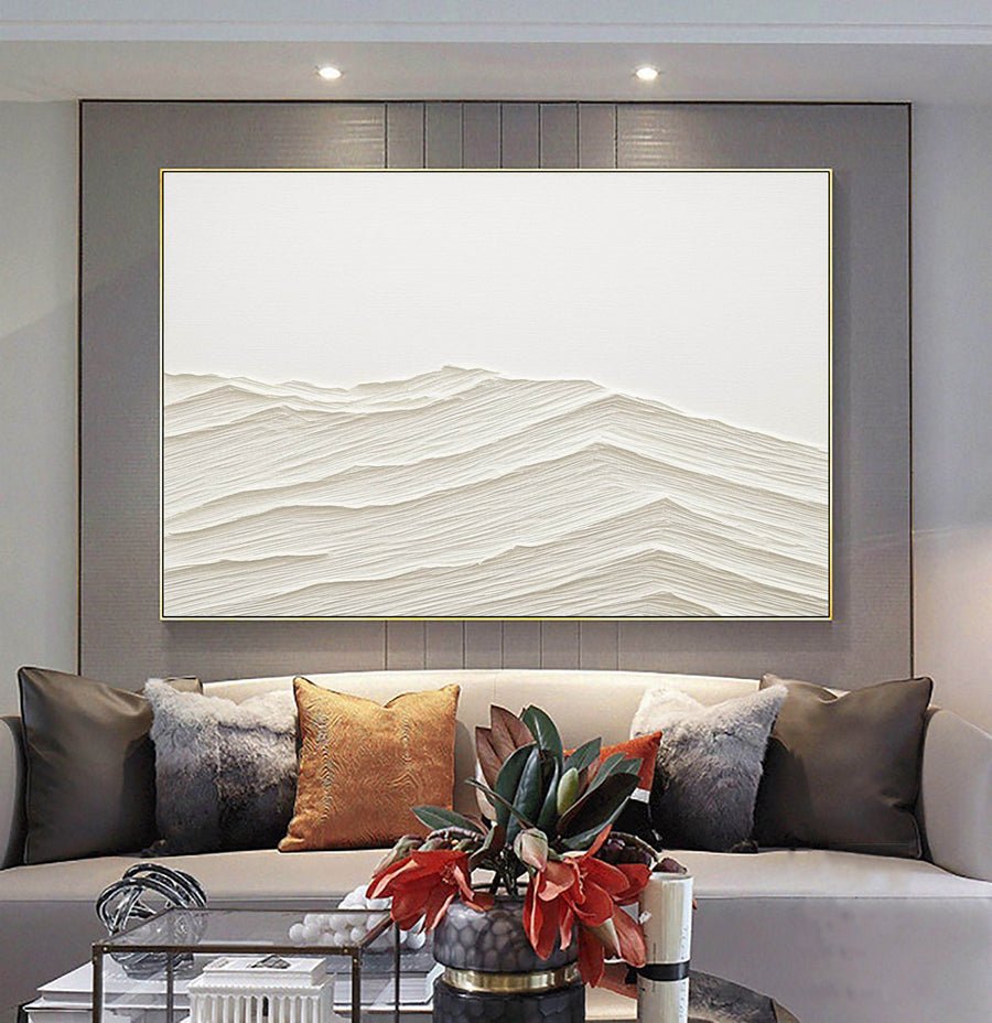 White Minimalist Abstract Painting #CXA 012 hand-painted oil painting