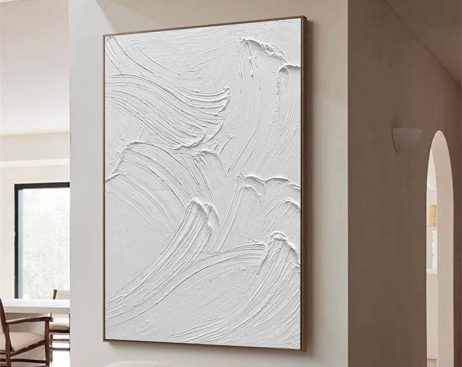 White Minimalist Abstract Painting #CXA 017 hand-painted oil painting