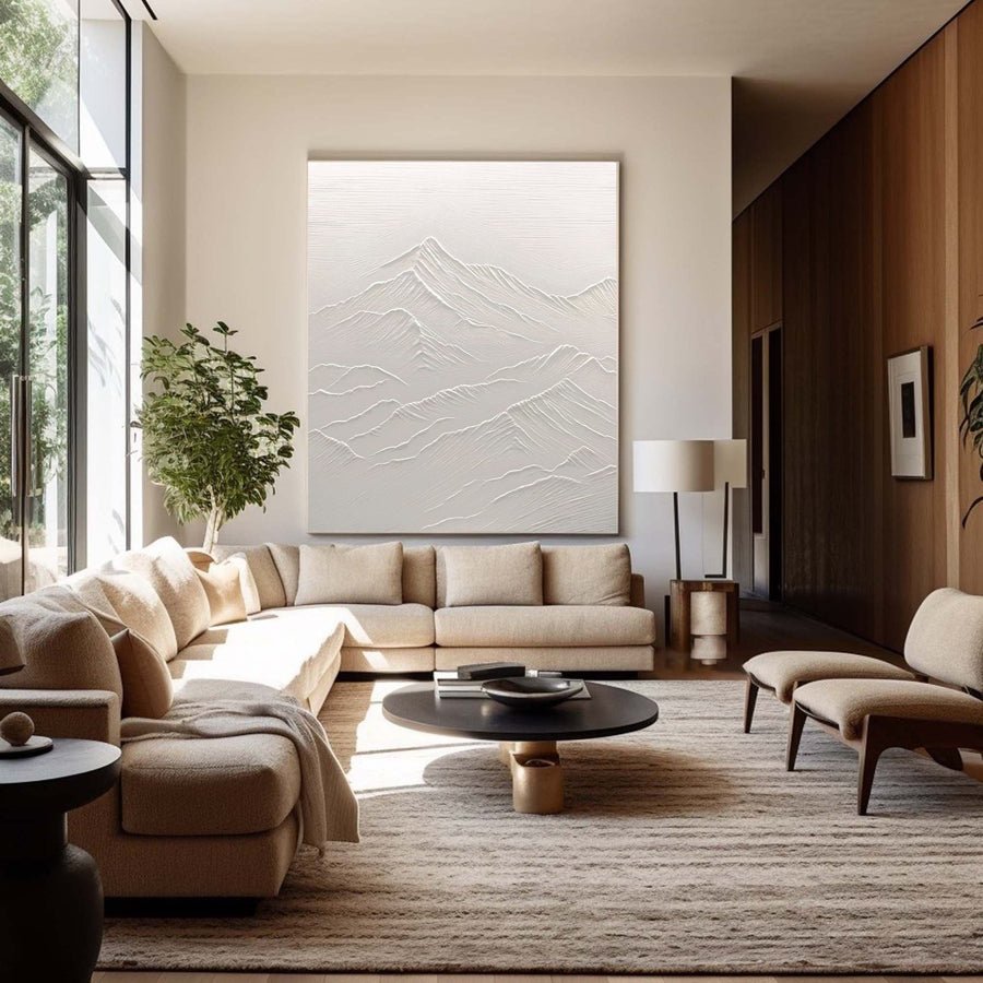 White Minimalist Abstract Painting #CXA 019 hand-painted oil painting