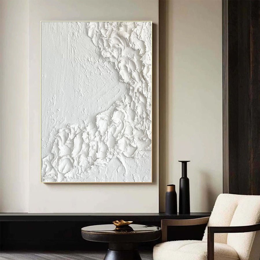 White Minimalist Abstract Painting #CXA 030 hand-painted oil painting