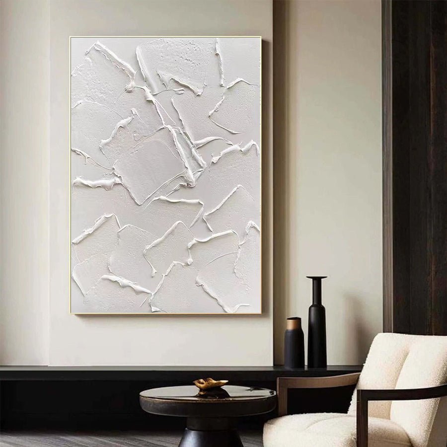 White Minimalist Abstract Painting #CXA 033 hand-painted oil painting