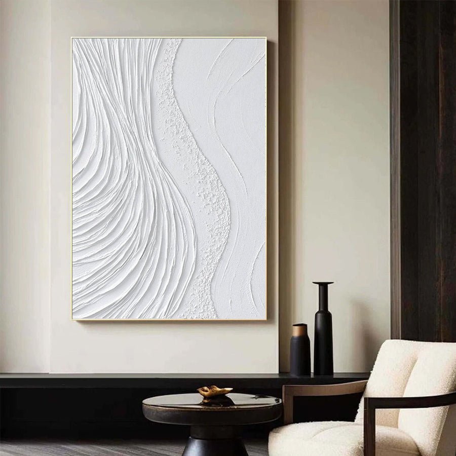 White Minimalist Abstract Painting #CXA 035 hand-painted oil painting