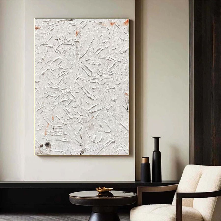 White Minimalist Abstract Painting #CXA 041 hand-painted oil painting