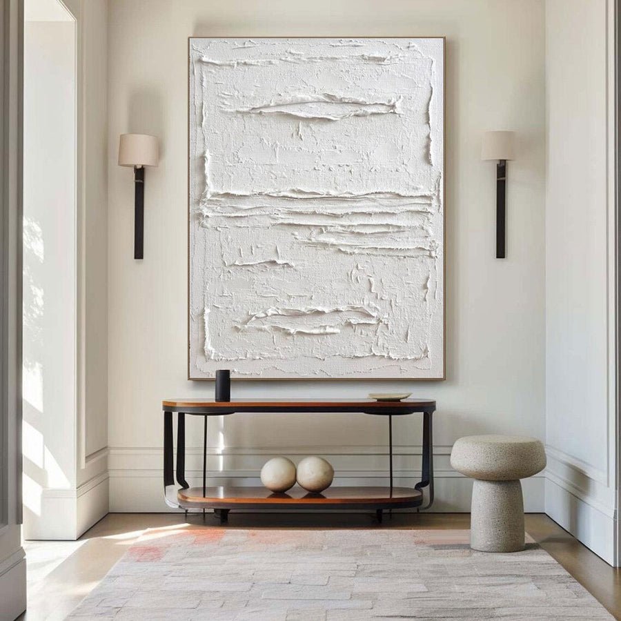 White Minimalist Abstract Painting #CXA 042 hand-painted oil painting