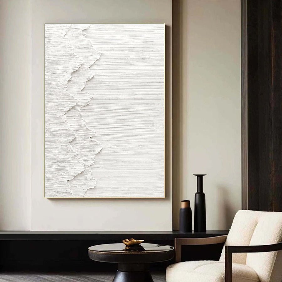 White Minimalist Abstract Painting #CXA 043 hand-painted oil painting