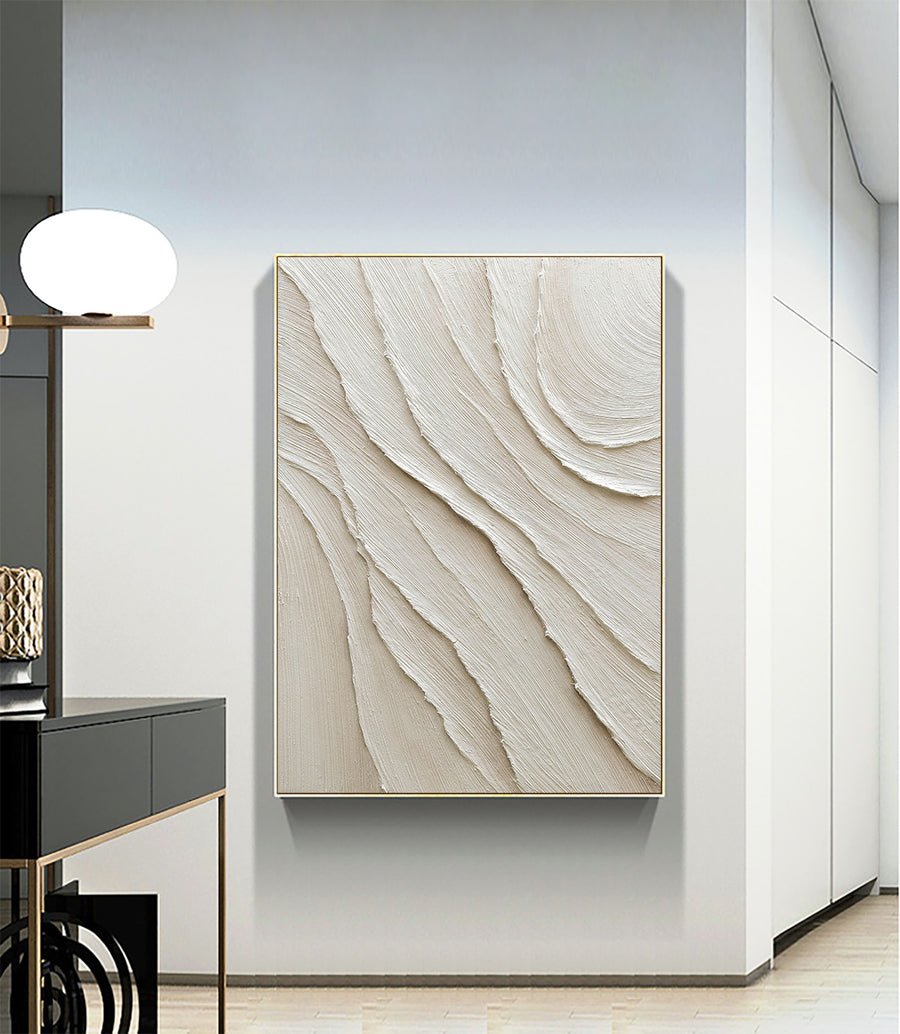 White Minimalist Abstract Painting #AVG 002 hand-painted oil painting