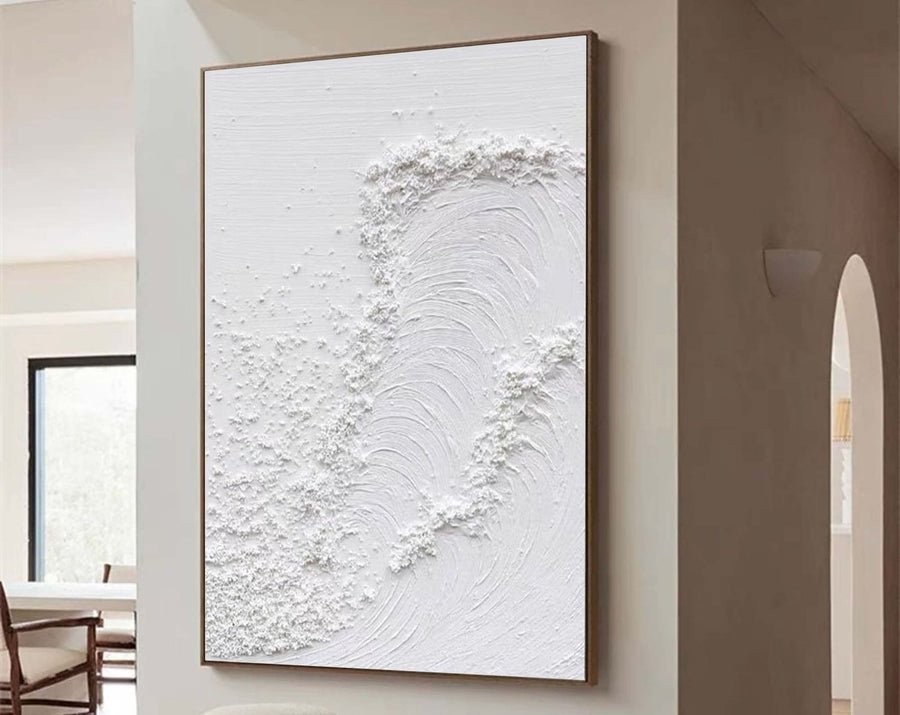 White Minimalist Abstract Painting #CXA 002 hand-painted oil painting