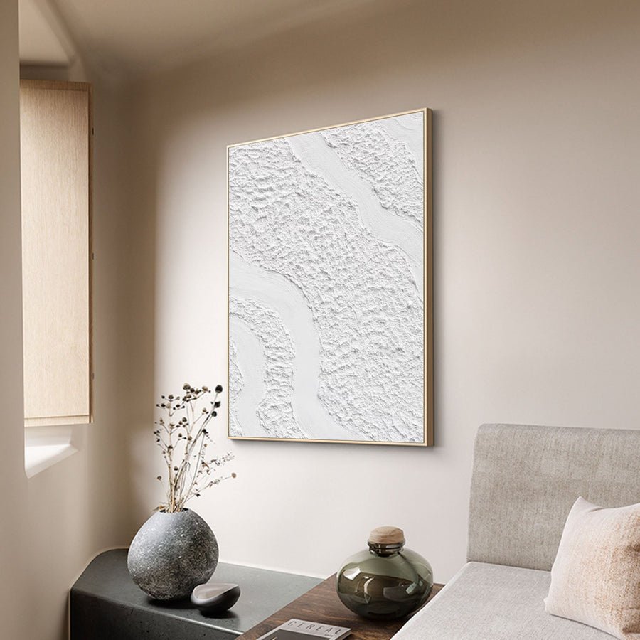 White Minimalist Abstract Painting #CXA 003 hand-painted oil painting