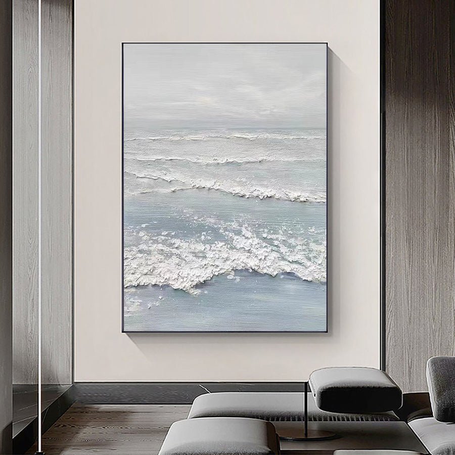 White Minimalist Abstract Painting #CXA 009 hand-painted oil painting