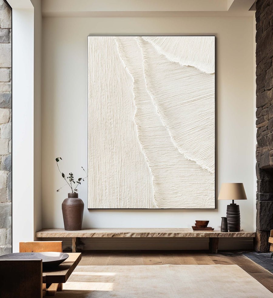 White Minimalist Abstract Painting #CXA 015 hand-painted oil painting