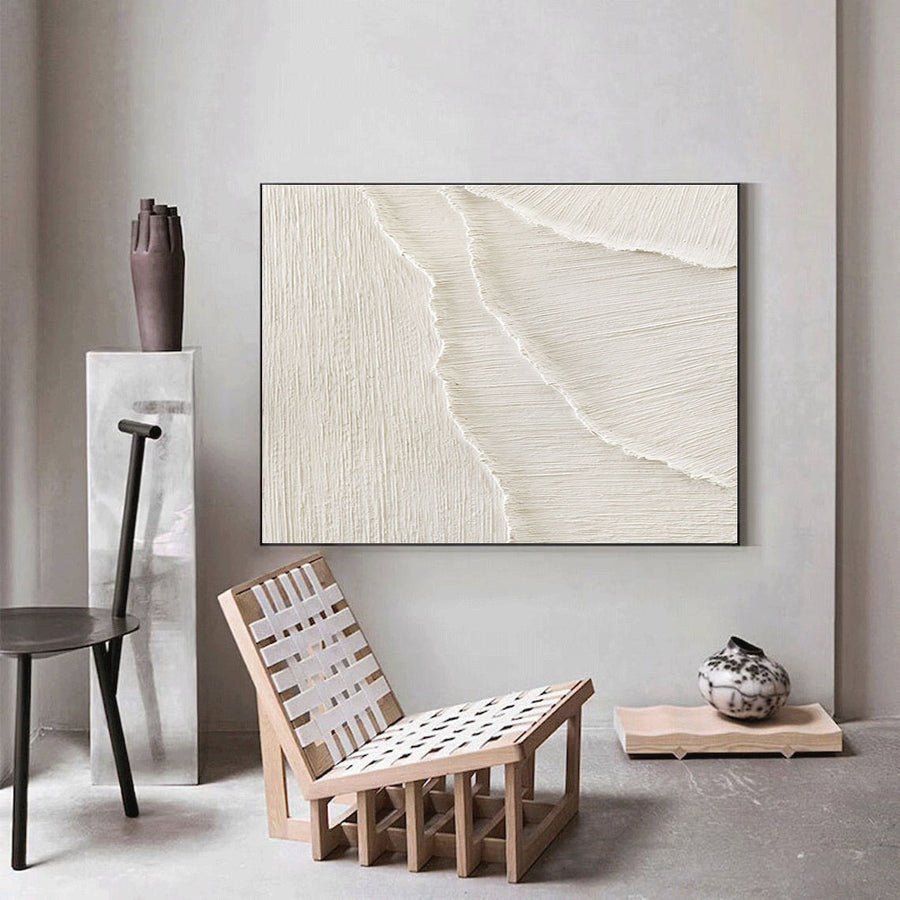 White Minimalist Abstract Painting #CXA 018 hand-painted oil painting