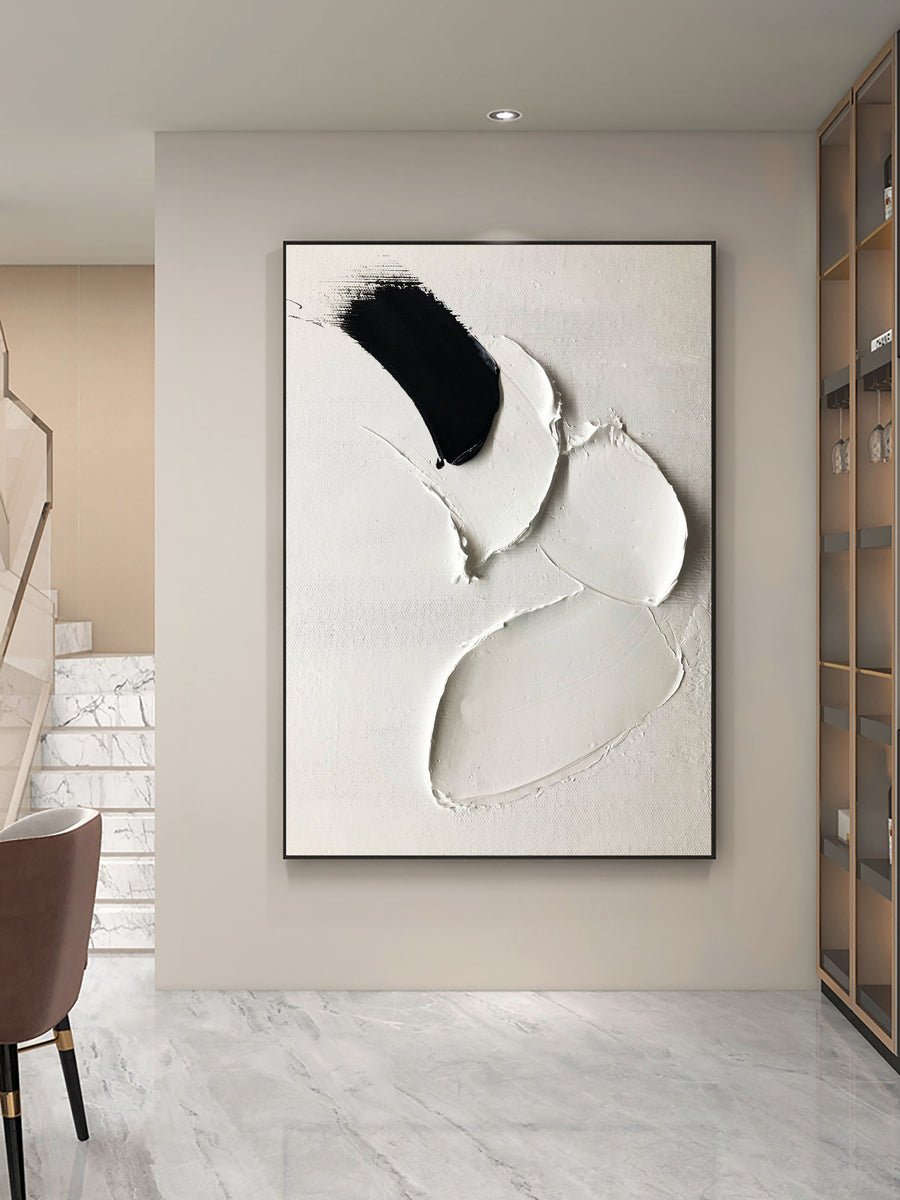 White Minimalist Abstract Painting #CXA 023 hand-painted oil painting