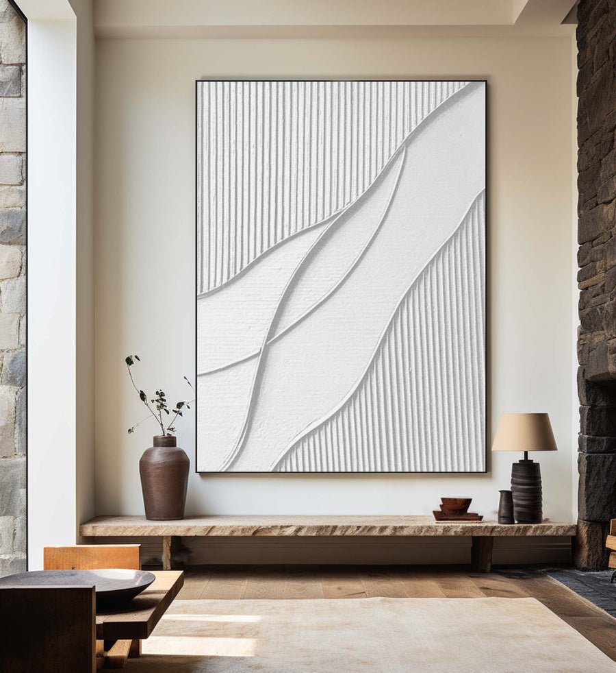 White Minimalist Abstract Painting #CXA 024 hand-painted oil painting