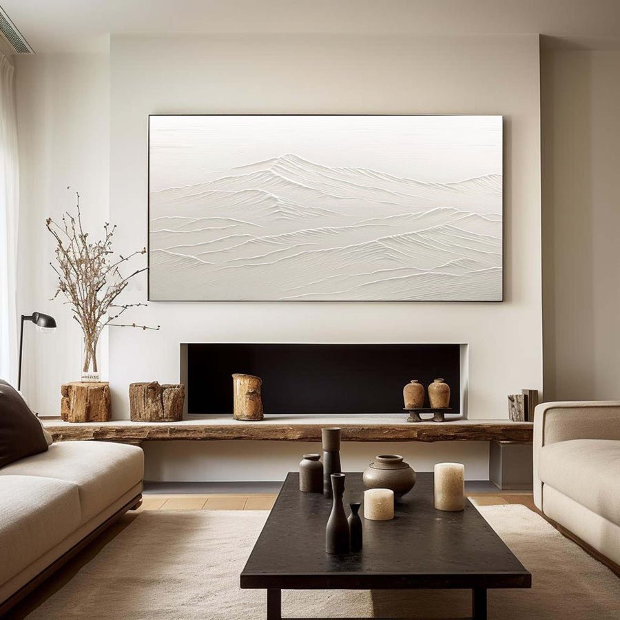 White Minimalist Abstract Painting #CXA 025 hand-painted oil painting