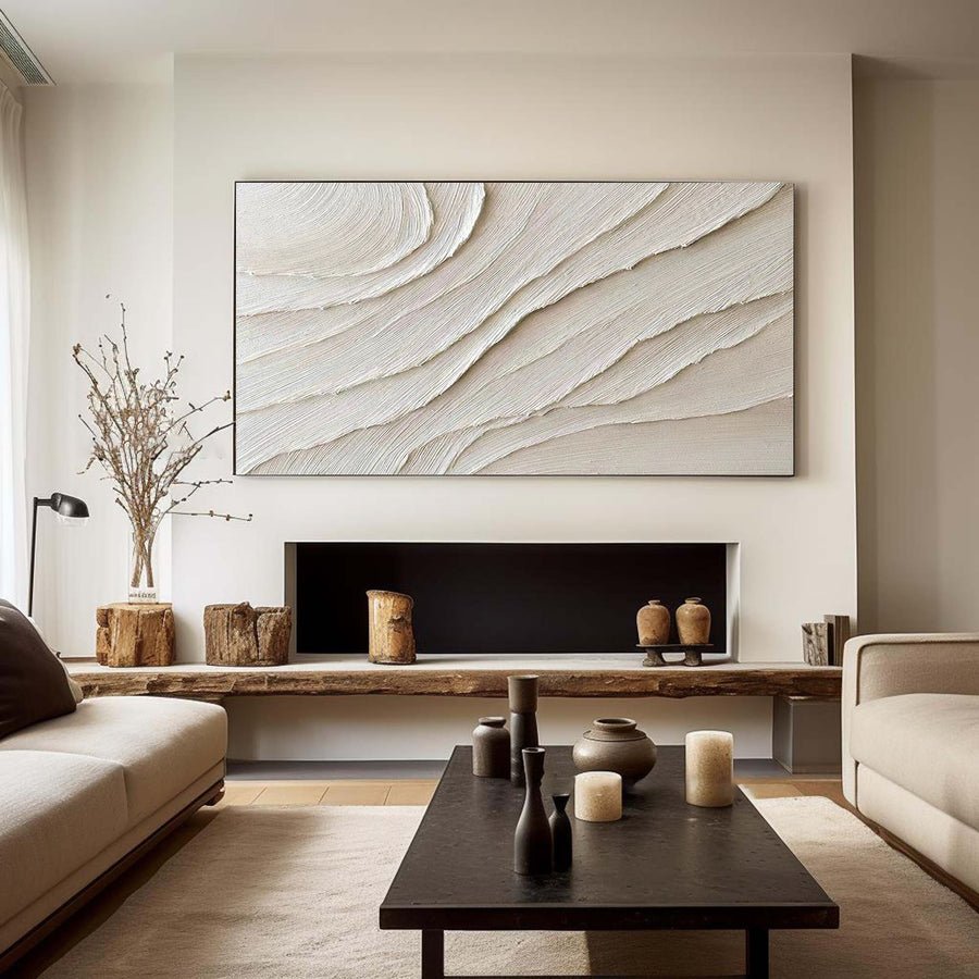 White Minimalist Abstract Painting #CXA 028 hand-painted oil painting