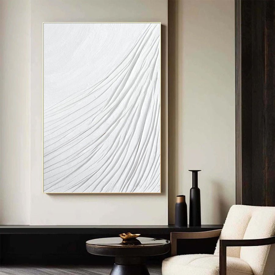 White Minimalist Abstract Painting #CXA 029 hand-painted oil painting