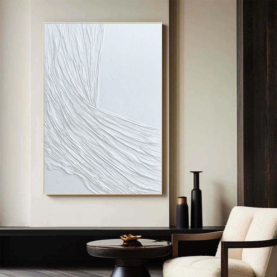 White Minimalist Abstract Painting #CXA 031 hand-painted oil painting