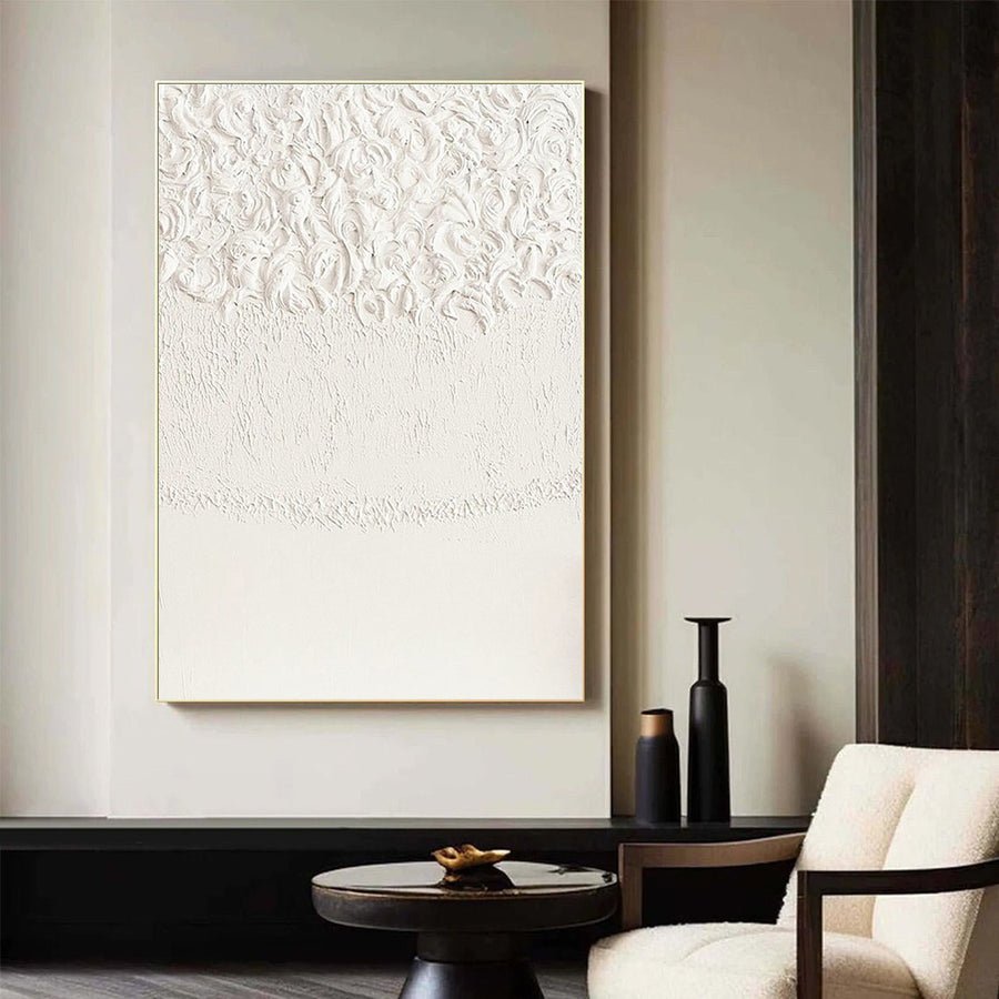 White Minimalist Abstract Painting #CXA 032 hand-painted oil painting