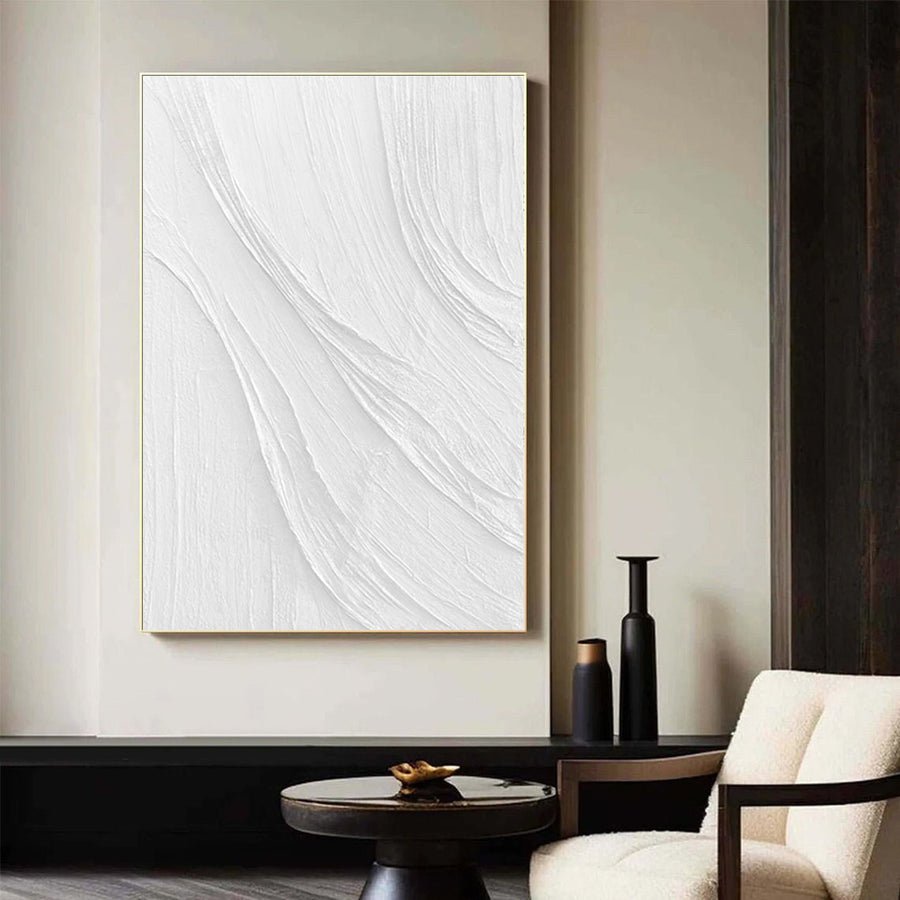 White Minimalist Abstract Painting #CXA 036 hand-painted oil painting