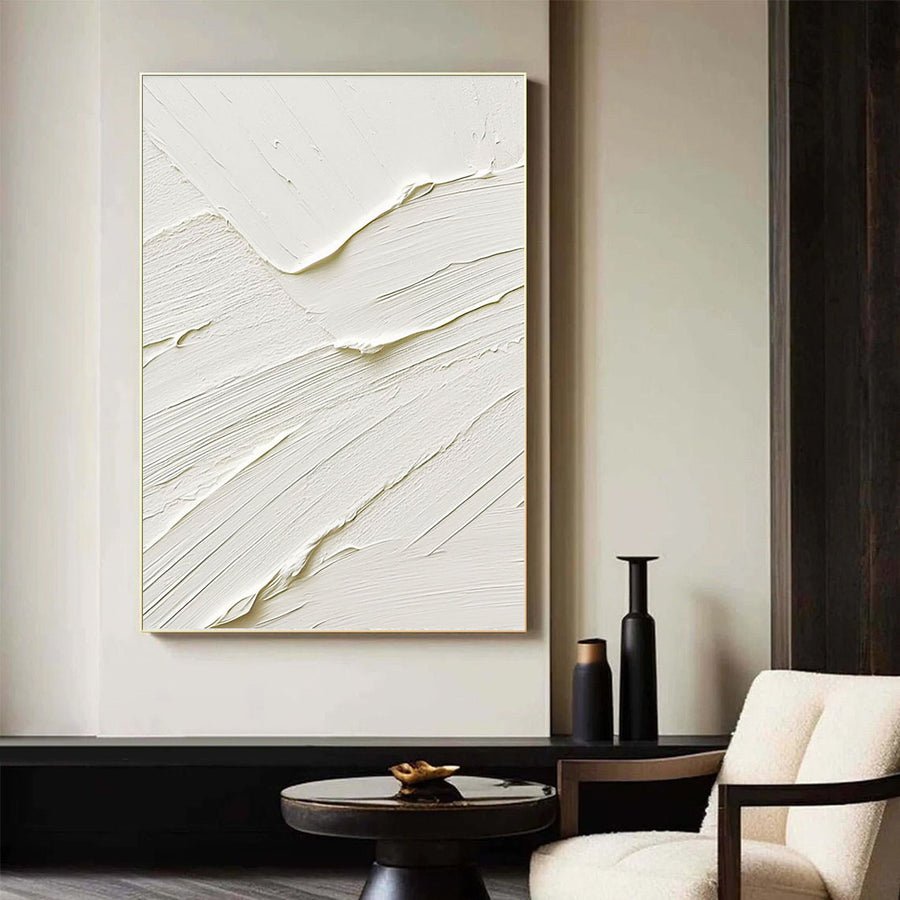 White Minimalist Abstract Painting #CXA 038 hand-painted oil painting