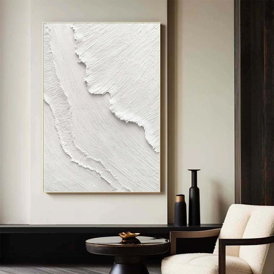 White Minimalist Abstract Painting #CXA 039 hand-painted oil painting
