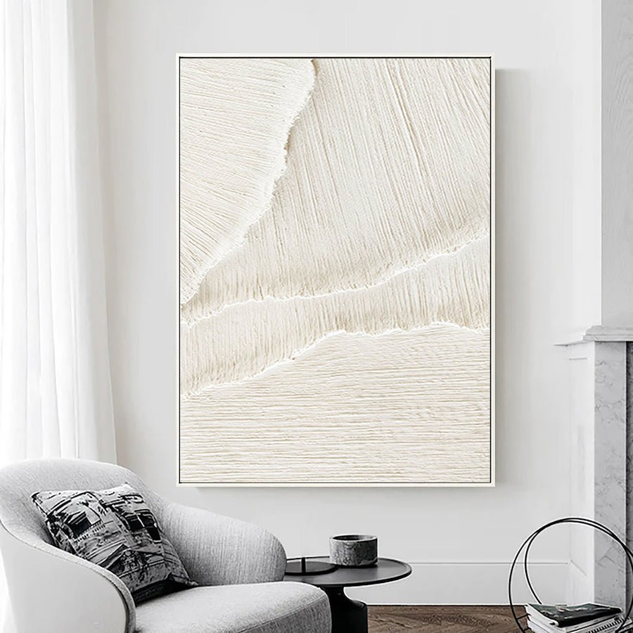 White Minimalist Abstract Painting #CXA 044 hand-painted oil painting