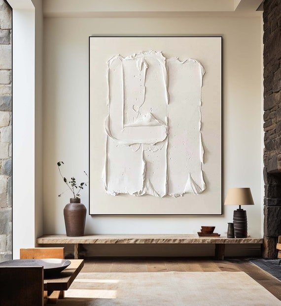 White Minimalist Abstract Painting #WM 001 hand-painted oil painting