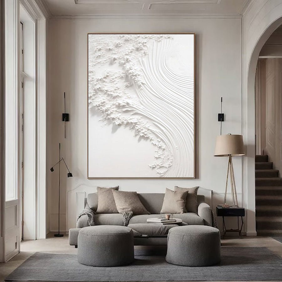 White Minimalist Painting #WM 015 hand-painted oil painting