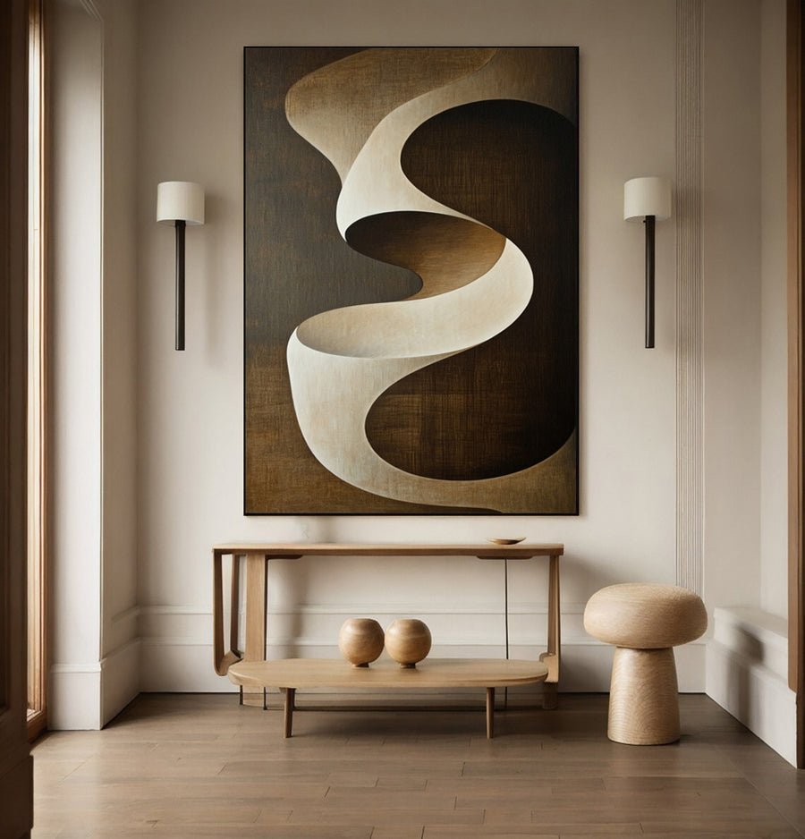 Ascending Curve: Dynamic Abstract in Earthy Tones #BGA 212 hand-painted oil painting