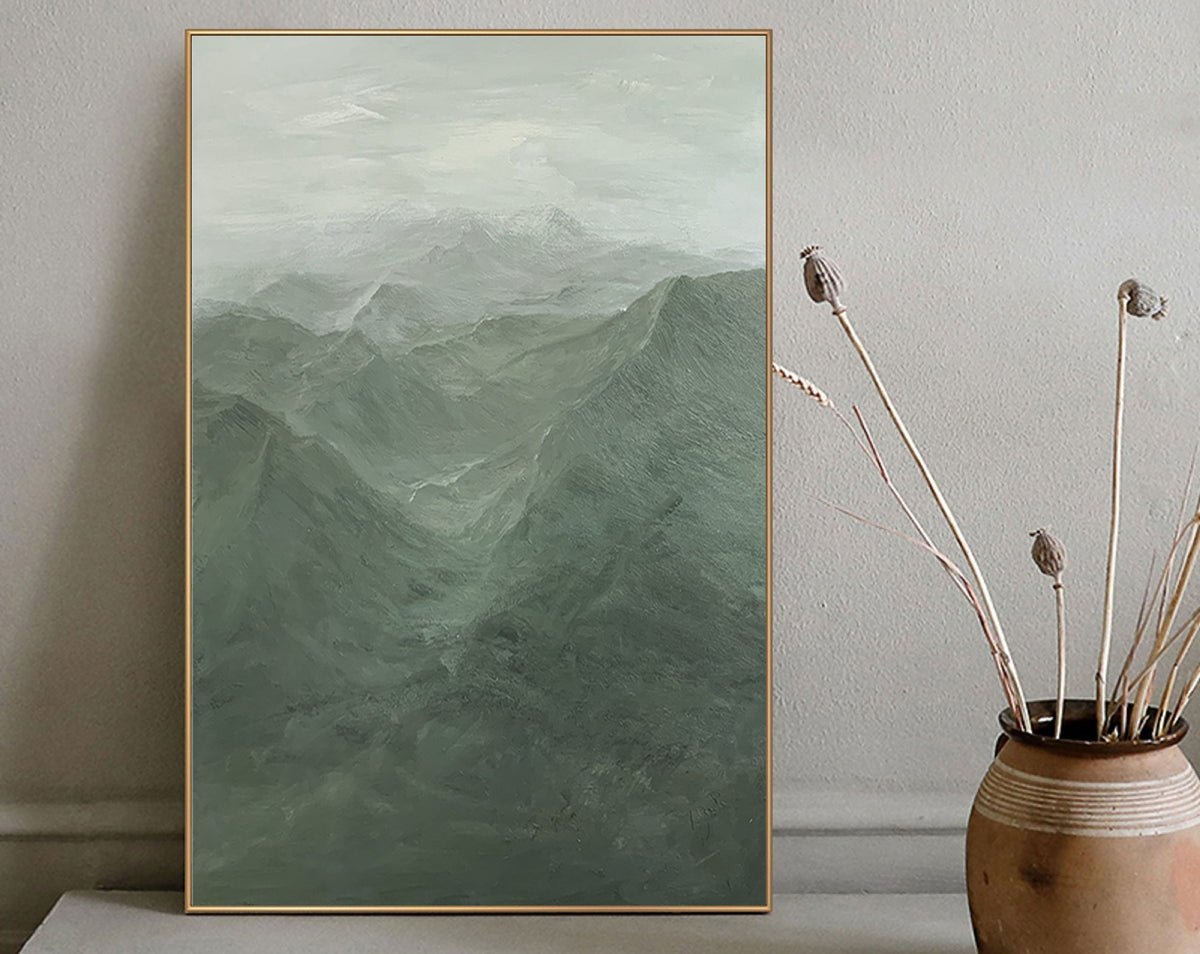 Blue & Green Abstract Painting #AVG 001 displayed in an Artvista interior