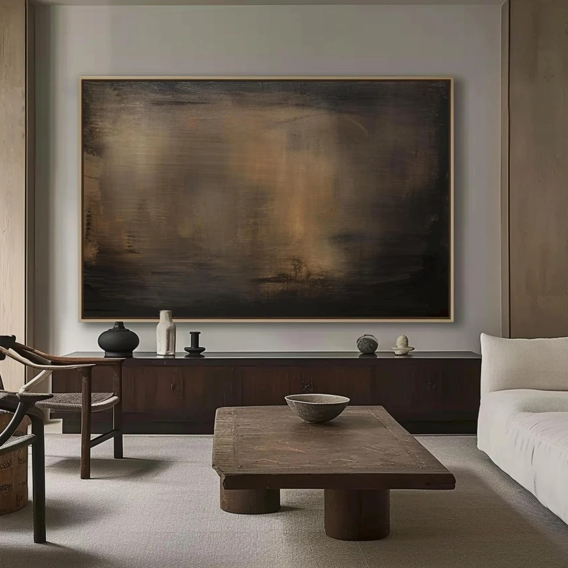 Brown Landscape Moody Canvas, Modern Wall Decor #BGA 077 displayed in an Artvista interior