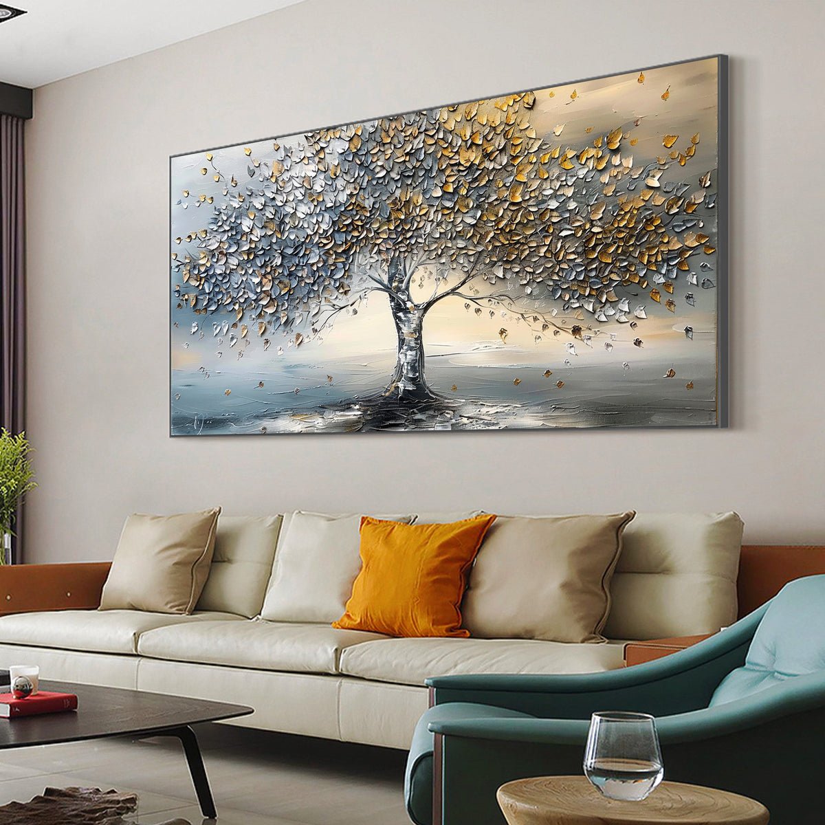Large Colorful Tree Abstract Wall Art for Home Decor #FT 011 displayed in an Artvista interior