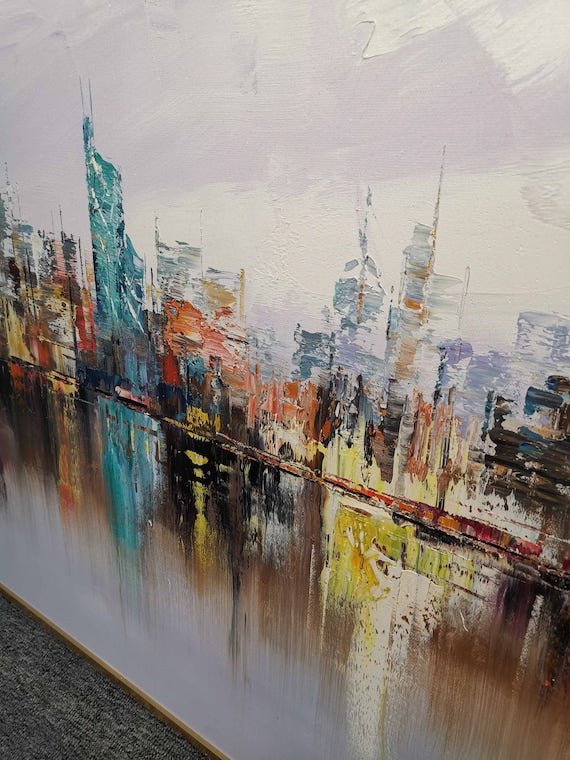 Urban Landscape Abstract Painting #ULA 001 displayed in an Artvista interior