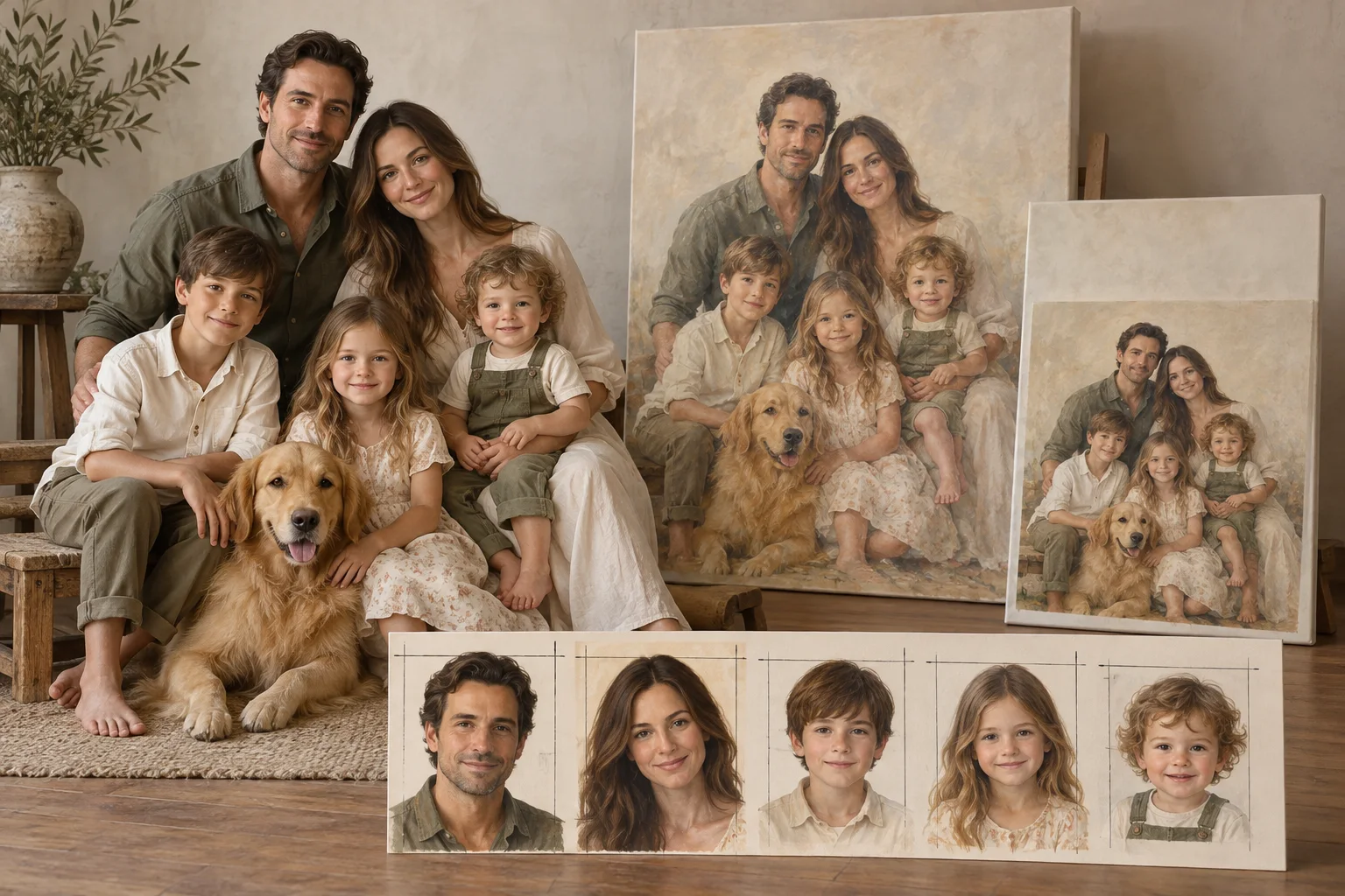 Illustrative family composition showing face size and canvas spacing