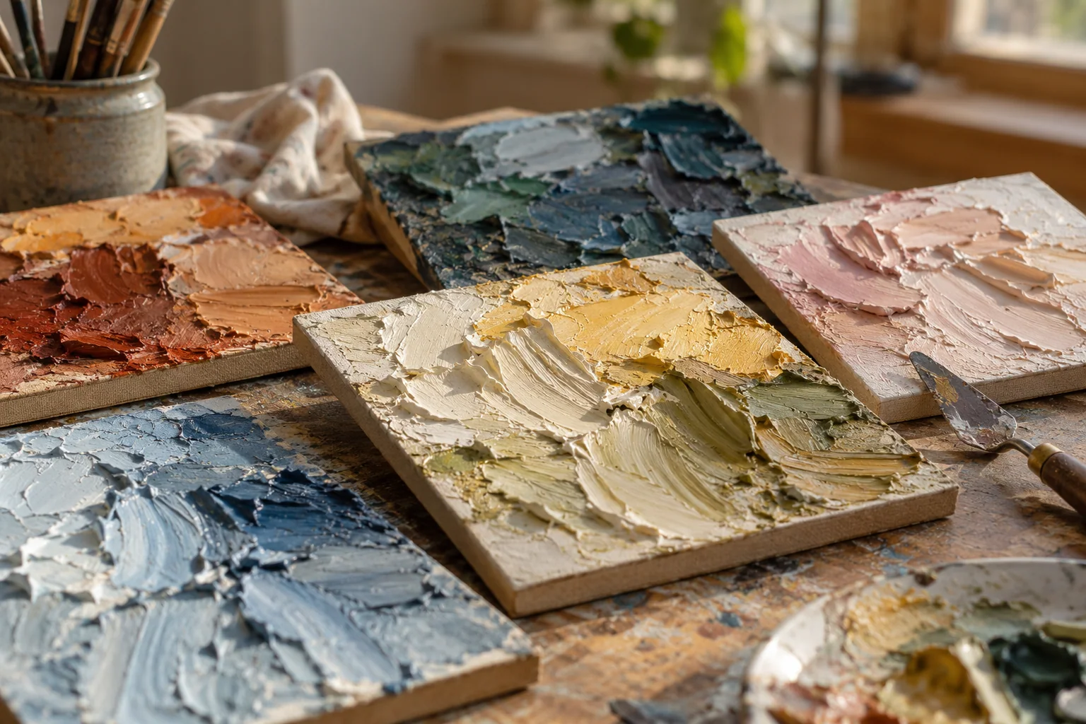 Oil-paint samples show different layer thicknesses