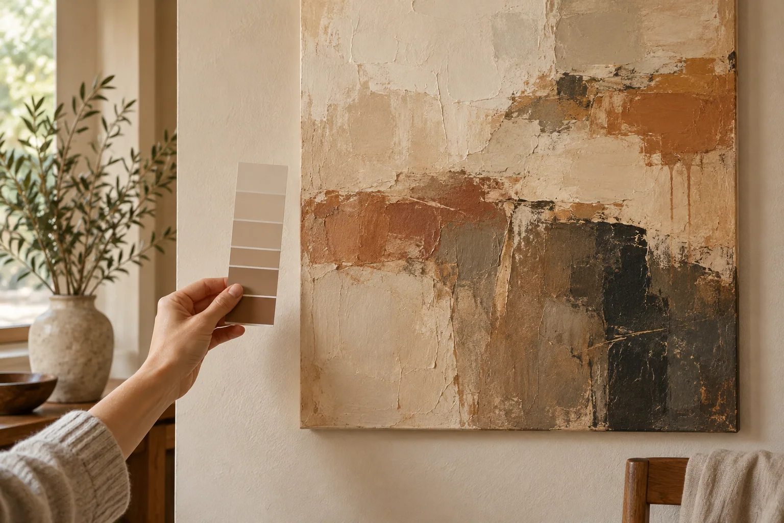 A neutral sample compared with an earth-tone canvas
