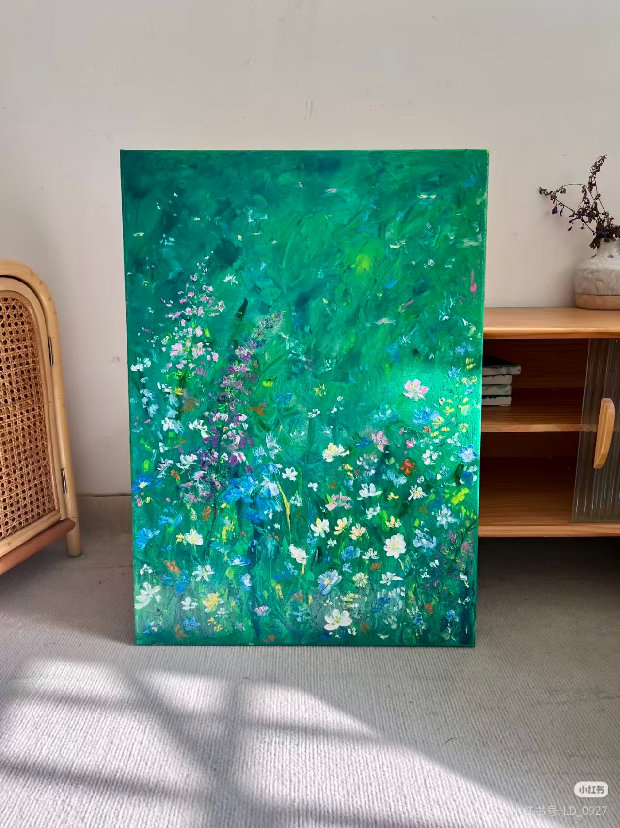 Emerald Meadow artwork styled inside an interior